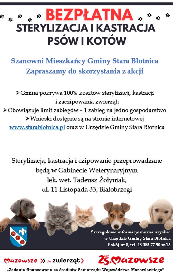 Miniaturka artykułu Zapobieganie bezdomności zwierząt w gminie Stara Błotnica