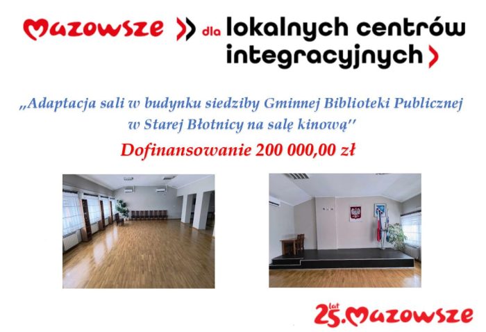 Miniaturka artykułu Adaptacja sali w budynku siedziby Gminnej Biblioteki Publicznej w Starej Błotnicy na salę kinową