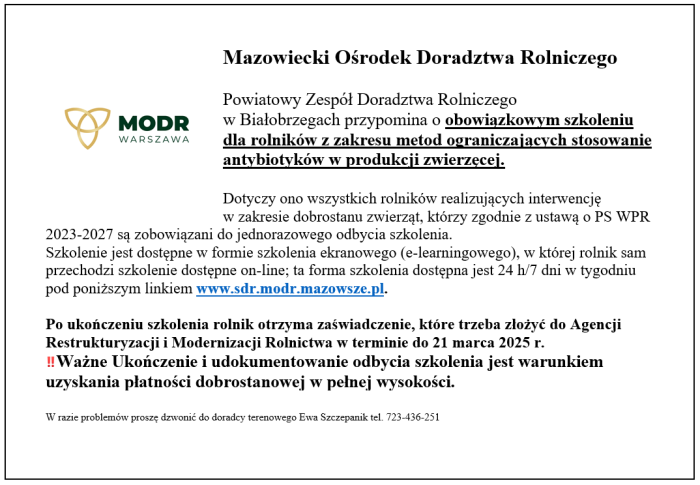 Miniaturka artykułu Obowiązkowe szkolenie dla rolników z zakresu metod ograniczających stosowanie antybiotyków w produkcji zwierzęcej